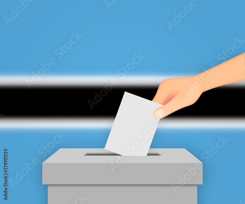 Botswana election banner background. Ballot Box with blurred fla Template for your design
