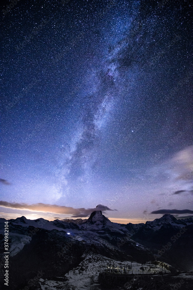 Nightscape with milky way and Matterhorn from Gornergrat, Zermatt Nightscape with milky way and Matterhorn from Gornergrat, Zermatt