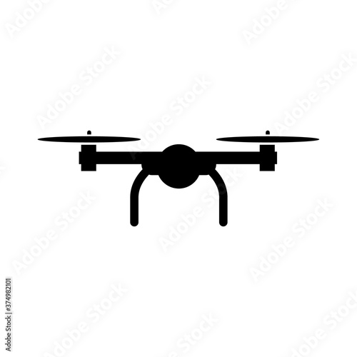 Quadcopter icon, flying drone logo isolated on white background