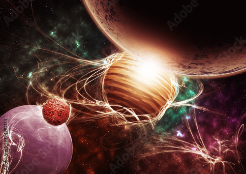 planets nebula and star system illustration 