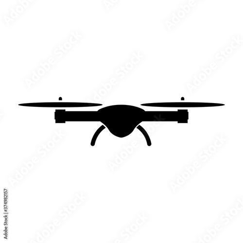 Quadcopter icon, flying drone logo isolated on white background