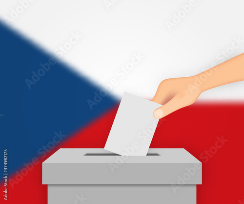 Czech Republic election banner background. Ballot Box with blurr Template for your design