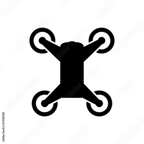 Quadcopter icon, flying drone logo isolated on white background