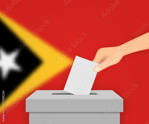 East Timor election banner background. Ballot Box with blurred f Template for your design