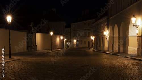 Night photo of old and dark street