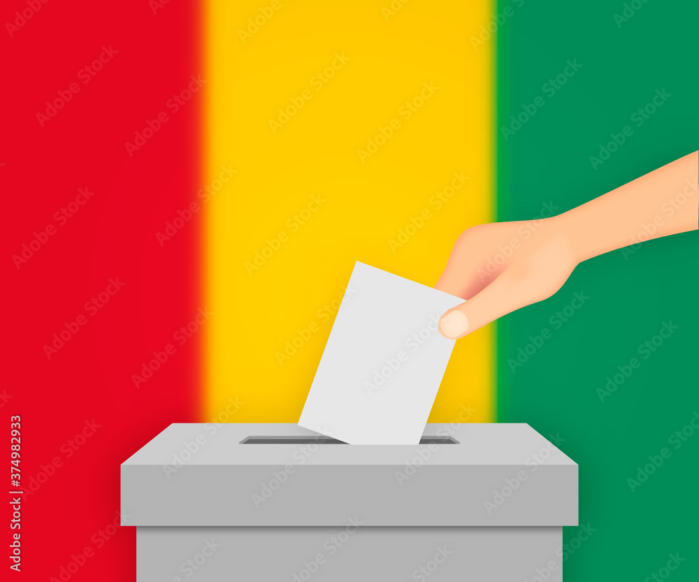 Guinea election banner background. Ballot Box with blurred flag Template for your design Guinea election banner background. Ballot Box with blurred flag Template for your design