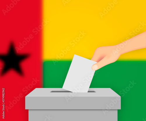 Guinea-Bissau election banner background. Ballot Box with blurre Template for your design