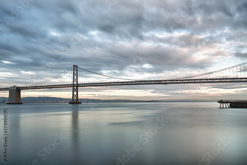 Bay Bridge during a storming evening photo