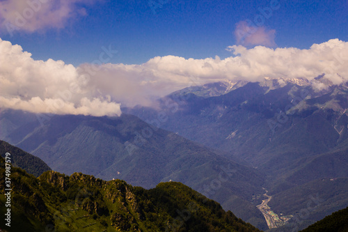 summer landscapes of the Caucasus mountains in Rosa Khutor, Sochi