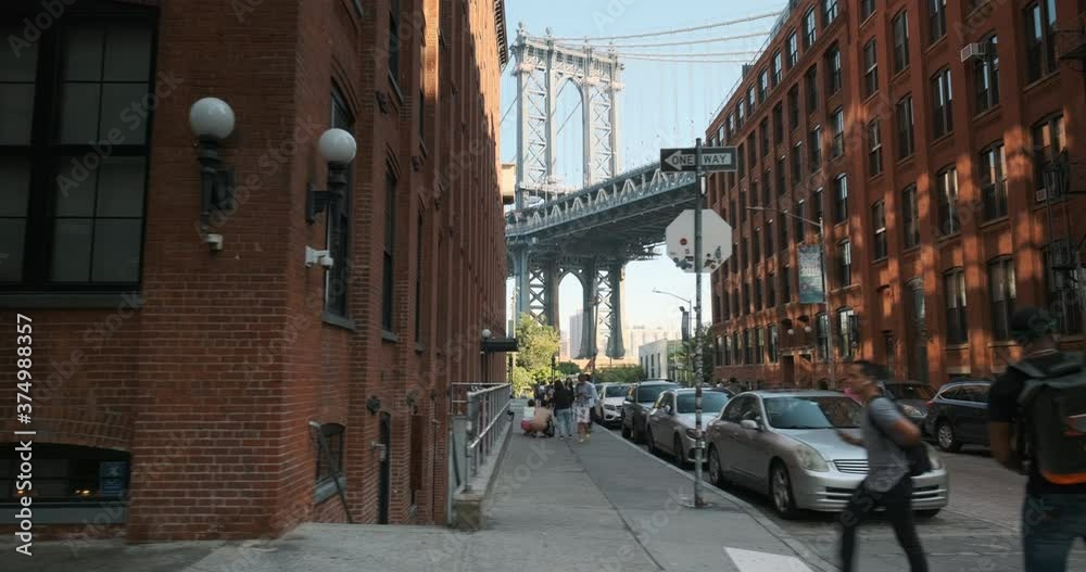 Manhattan Bridge street view in Brooklyn New York