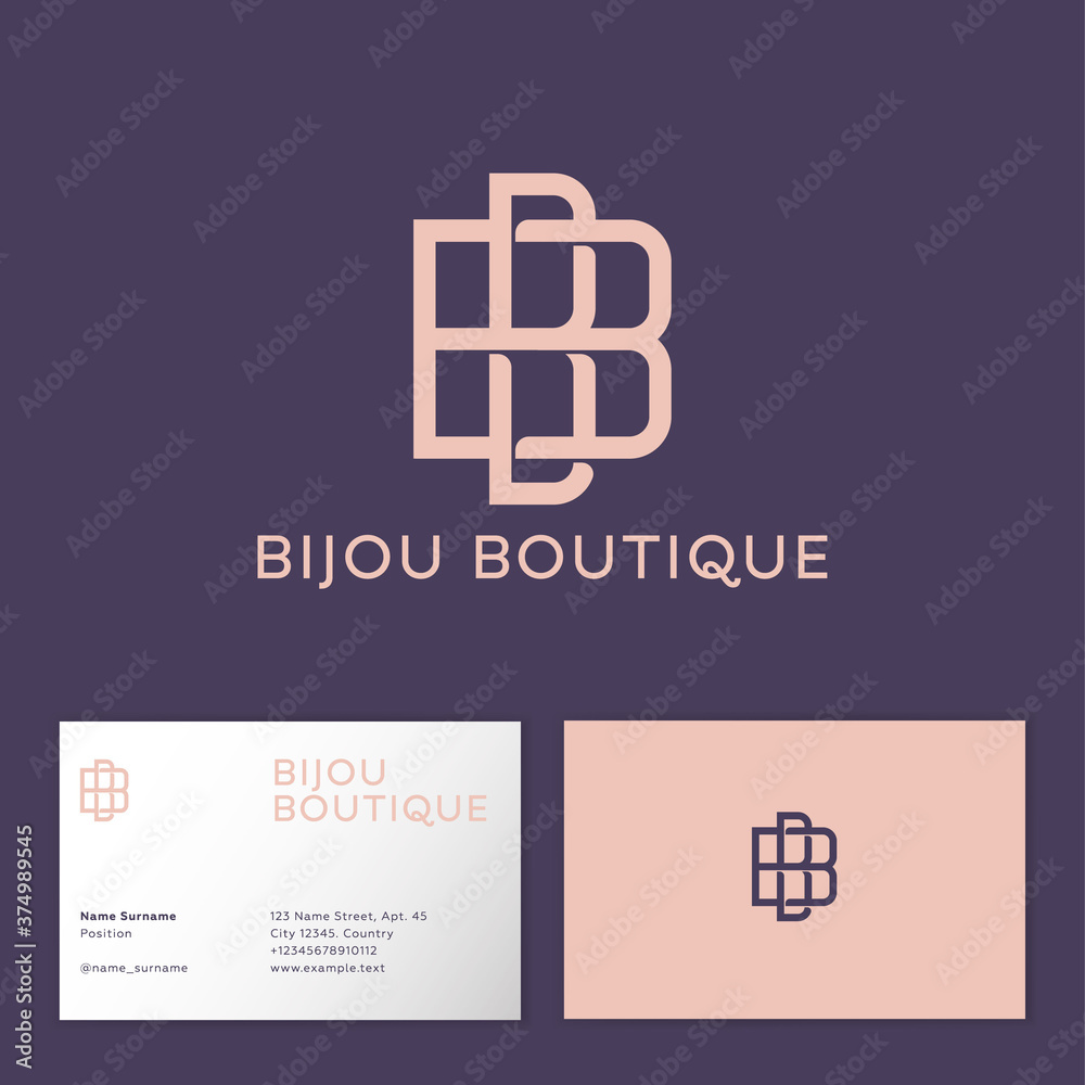 Bijou Boutique logo. Double B monogram for jewelry shop. Premium monogram  consist of intertwined letters. Business card. Identity. Stock Vector |  Adobe Stock