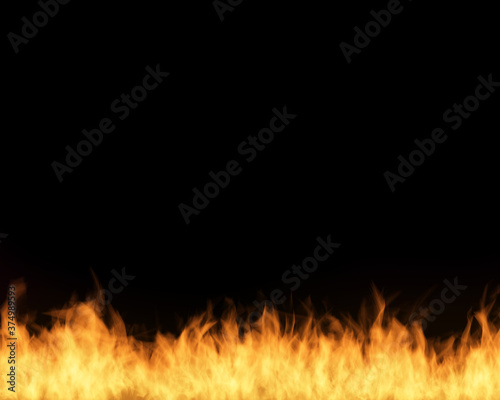 Fire on black isolated background.