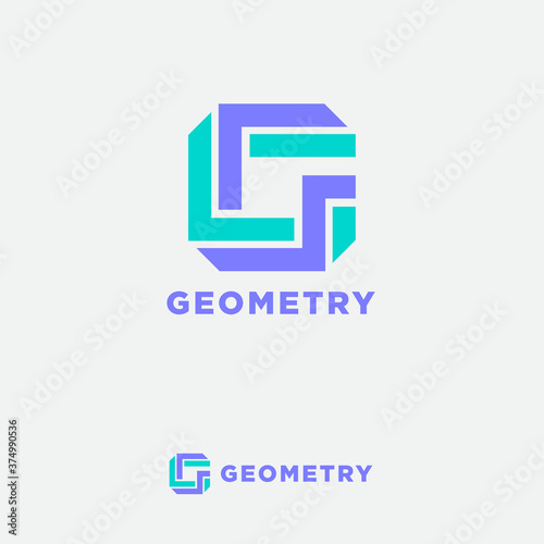 G Letter. Logo consist of strips. G monogram. Origami letter. Web, digital, sport, network, building, communication icon. Technology.