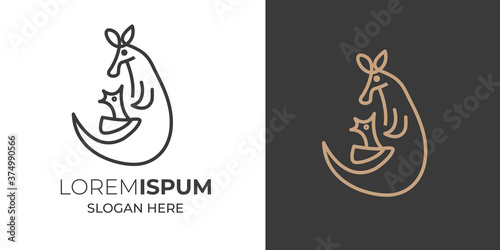 Kangaroo silhouette for logo design in color and black-and-white. Vector illustration.kangaroo vintage logo ,retro logo ,minimal design black vector ,line art business logo with baby kangaroo 8