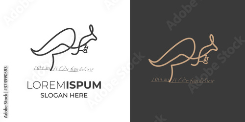 Kangaroo silhouette for logo design in color and black-and-white. Vector illustration.kangaroo vintage logo ,retro logo ,minimal design black vector ,line art business logo with baby kangaroo 8 56