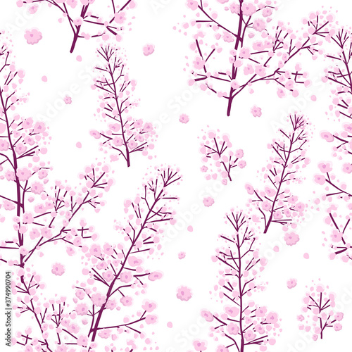 The seamless background is small pink flowers. gypsophila pattern. Vector illustration