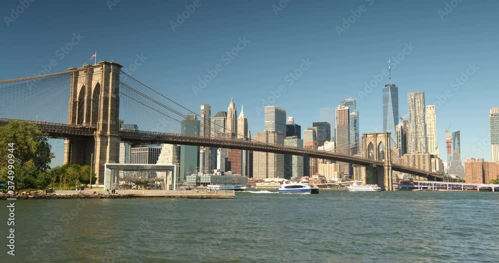 Brooklyn Bridge over the East River from DUMBO area New York Brooklyn Bridge over the East River from DUMBO area New York
