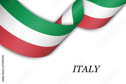 Waving ribbon or banner with flag of Italy