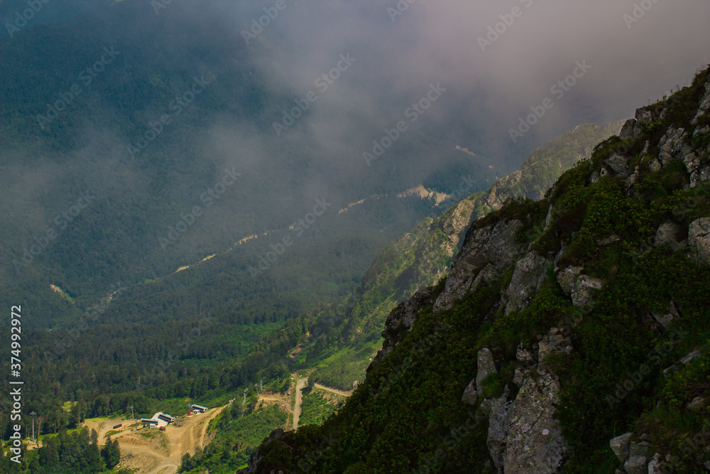 summer landscapes of the Caucasus mountains in Rosa Khutor, Sochi