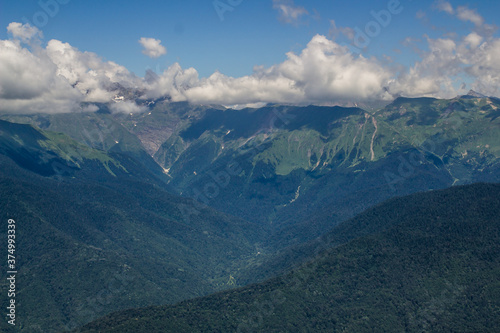 summer landscapes of the Caucasus mountains in Rosa Khutor, Sochi