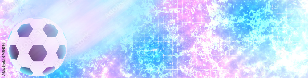 Brightly glowing flying football banner on abstract grid background. Brightly glowing flying football banner on abstract grid background.
