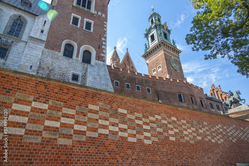 view of the Wawel Royal Castle in Krakow, Poland on a summer holiday day