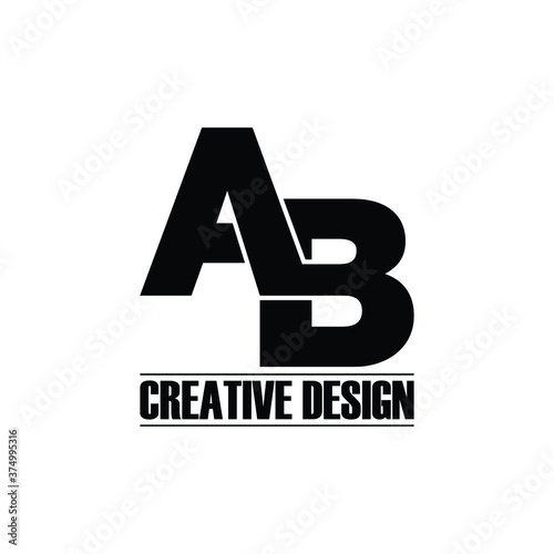 Letter AB simple logo design vector