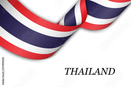 Waving ribbon or banner with flag of Thailand