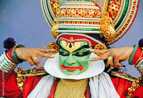 Portrait of a Kathakali dance performer, Kochi (Cochin), Kerala, India photo