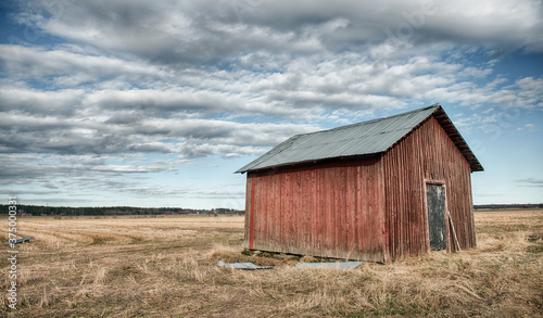 Scenery of rural farmland in north of Sweden