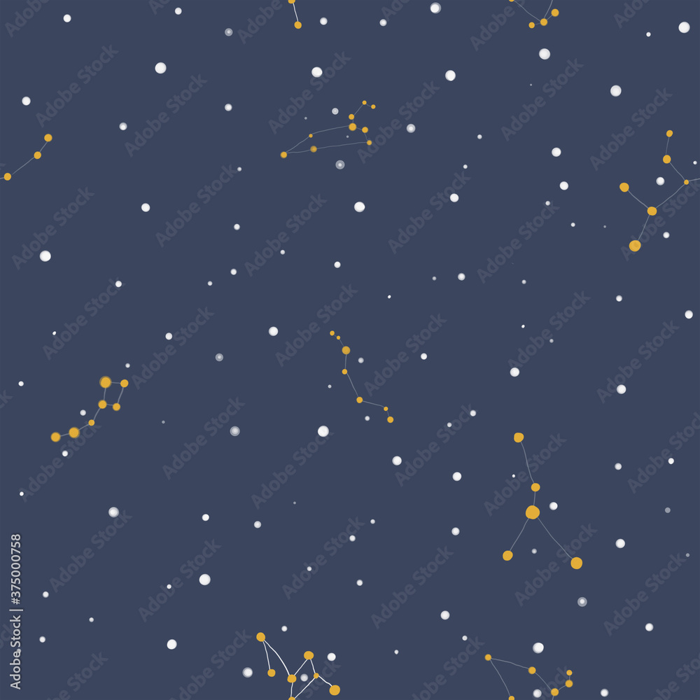 Fototapeta premium Seamless vector pattern with stars sky