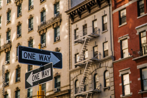 One Way Signs in Manhattan Streets © MyMicrostock/Stocksy