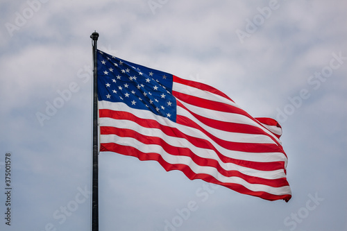 USA Flag Blowing in the Wind photo