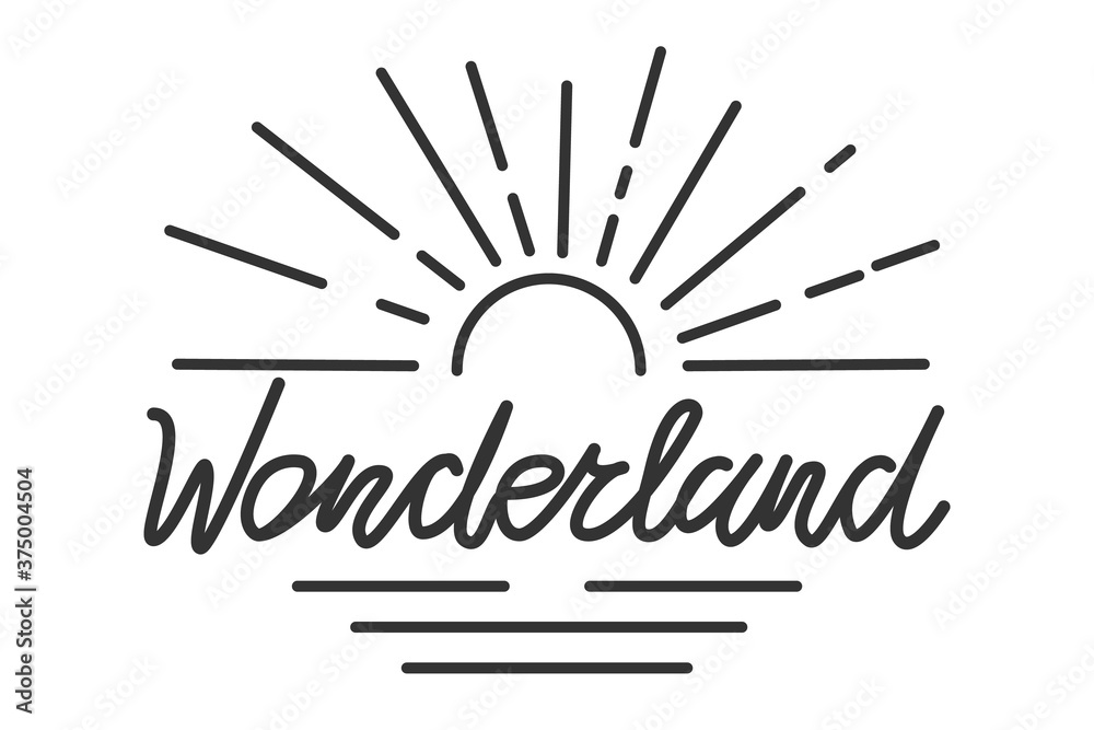 retro lettering wonderland vector illustration typography artwork