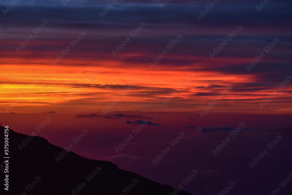 Sunset on top of Haleakala volcano. Sunset on top of Haleakala volcano.