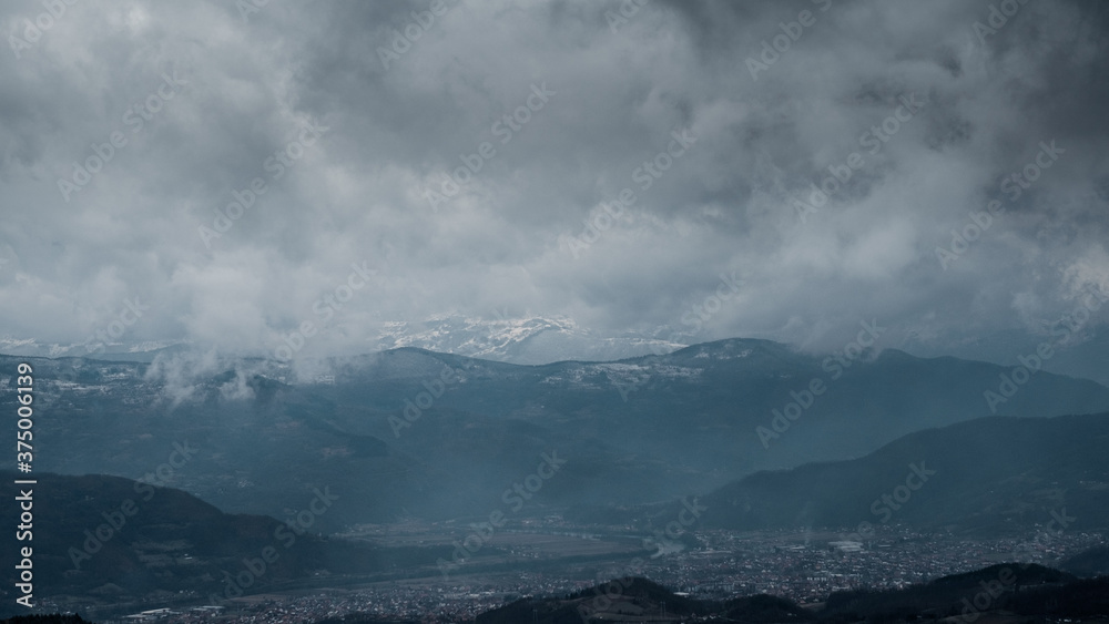 Dramatic Sky Over the Town and the Mountains Dramatic Sky Over the Town and the Mountains