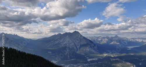 Mountains and clouds near Banff, Alberta.