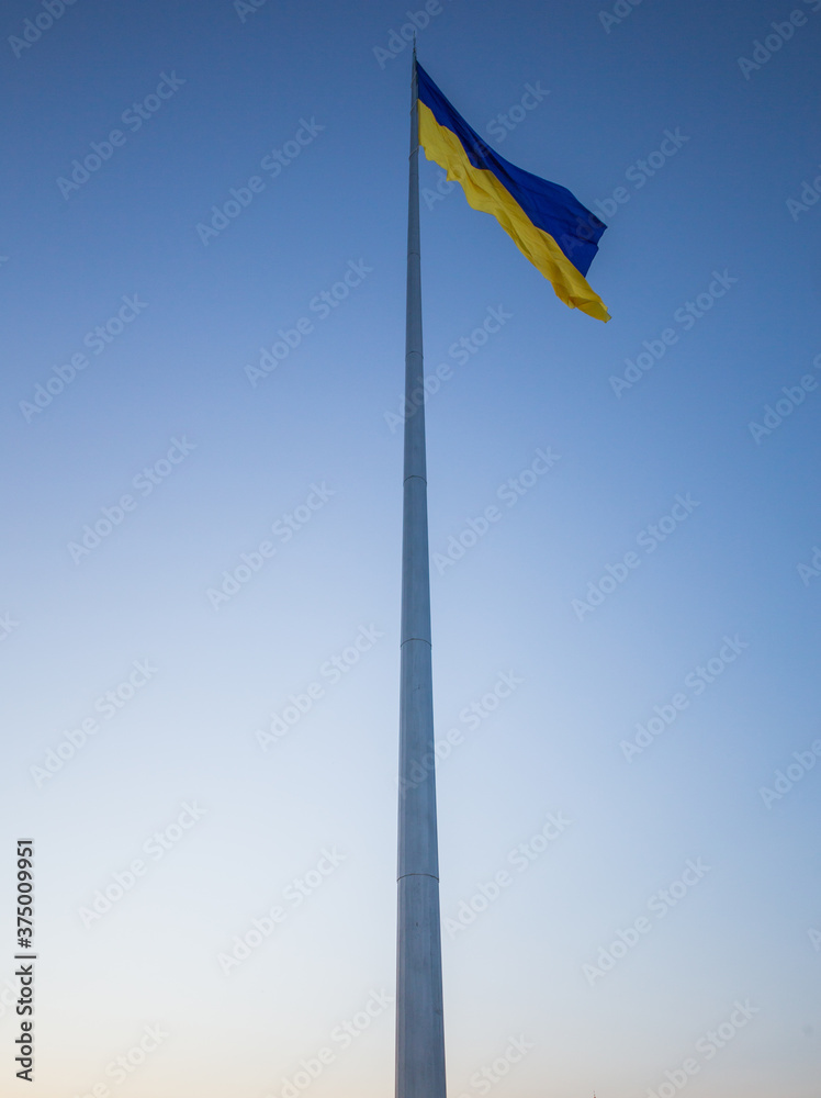 National flag of independent Ukraine waving in the wind National flag of independent Ukraine waving in the wind