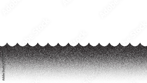 Dotwork wave pattern vector background. Black noise stipple dots. Sand grain effect. Wave dots grunge banner. Abstract noise dotwork pattern. Gradient stipple. Stochastic dotted vector background.