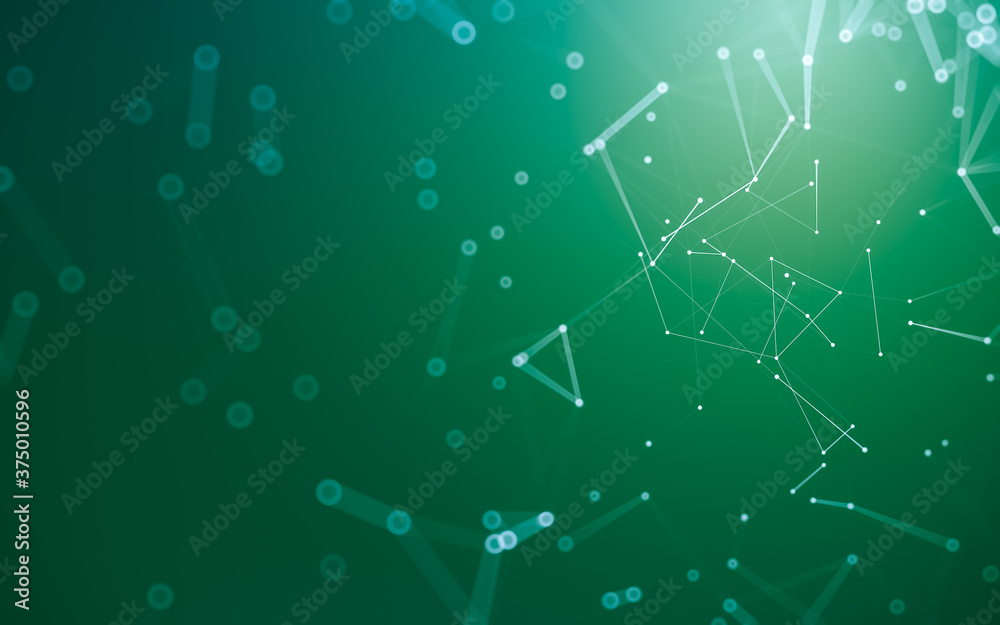Obraz premium Abstract background. Molecules technology with polygonal shapes, connecting dots and lines. Connection structure. Big data visualization.