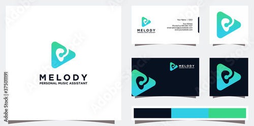Play with ear and headset logo design and business card