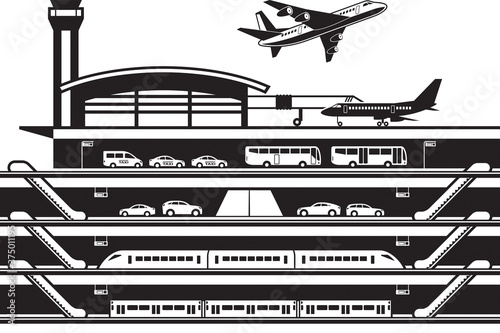 Airport transportation hub – vector illustration