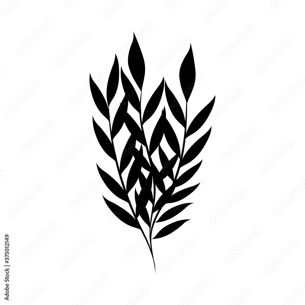 minimalist tattoo foliage leaves decoration silhouette art