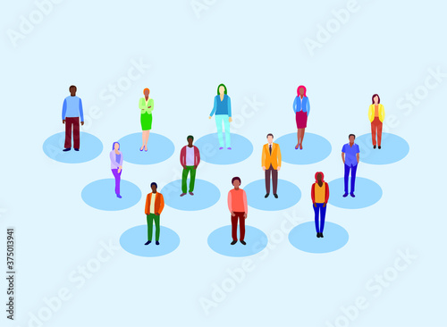 Social distancing, keep distance in public society people to protect from COVID-19 coronavirus outbreak spreading concept.
