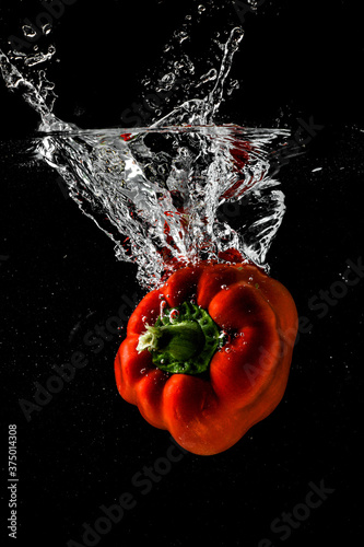 red pepper Splashing in water