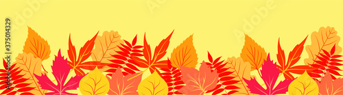 Autumn banner template with colorful leaves