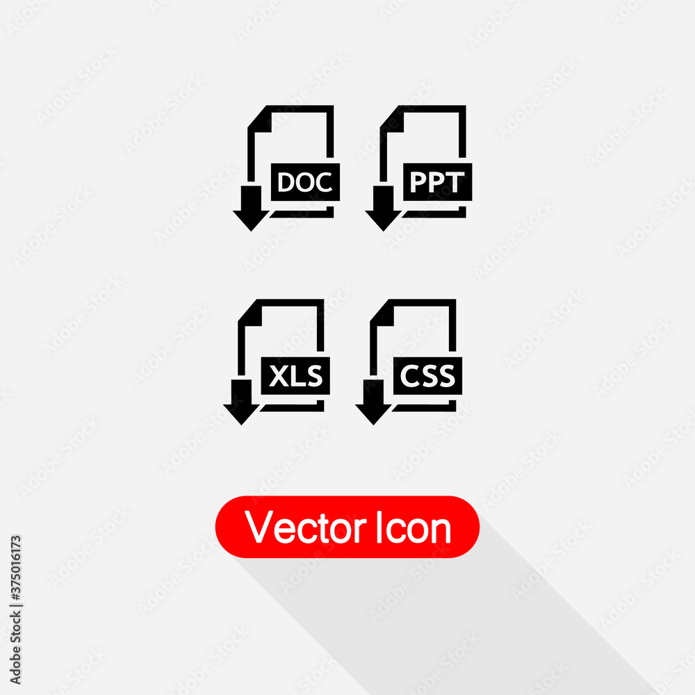 Download DOC,PTT,XLS,CSS File Icon Vector Illustration Eps10 Download DOC,PTT,XLS,CSS File Icon Vector Illustration Eps10