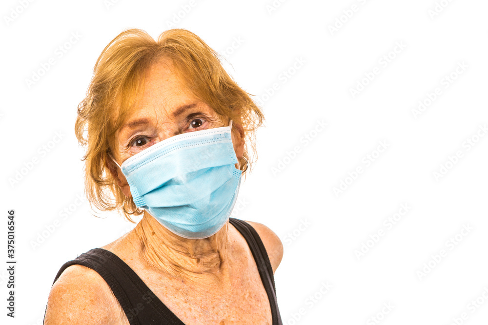 Senior Woman With Protective Surgical Mask As Prevention Against Covid 19 Senior Woman With Protective Surgical Mask As Prevention Against Covid 19