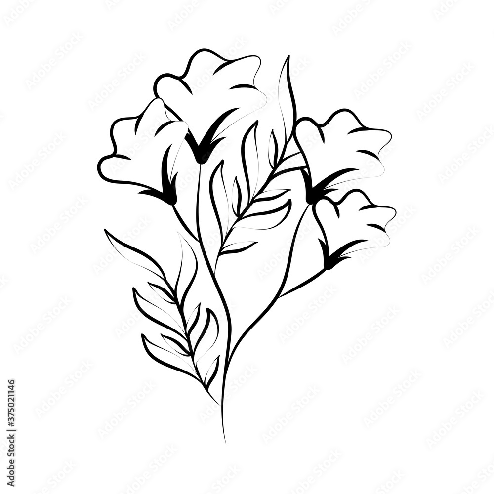 minimalist tattoo flower line art herb sketch drawing