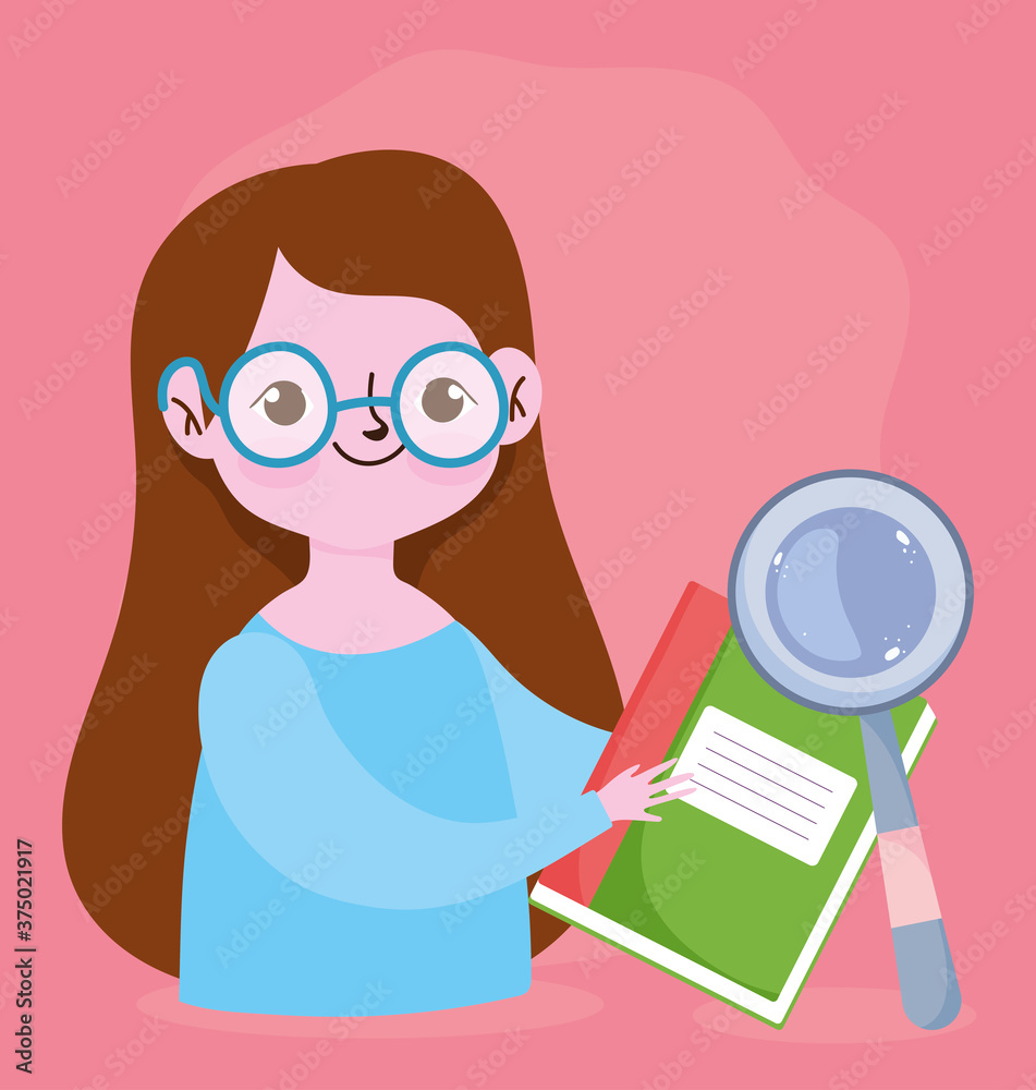 happy teachers day, teacher character magnifier and book happy teachers day, teacher character magnifier and book